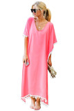 Summer V Neck Tassel Chiffon Beach Maxi Dress