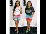 Casual Digital Print Short Sleeve Shorts Set