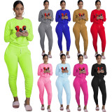 Trend New Red Squid Game Mask Man Printed Sports Two Piece Ruched Pants Set