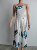 Off Shoulder Printed Wide-leg Jumpsuit