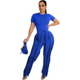 Spring Summer Ladies Suit Tassel Fashion Sportswear Pant Set