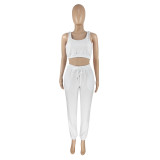 Solid Color Double-layer Sports Vest and Trousers