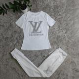 Fashion Hotfix Rhinestone Short Sleeve Two Piece Set