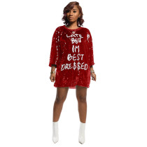 Casual Letter Print Sequin Top