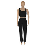 Solid Color Double-layer Sports Vest and Trousers