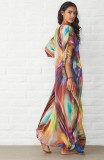 Summer Print V Neck Beach Robe