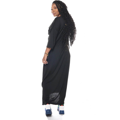 Casual Letter Print Irregular Maxi Dress