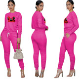 Trend New Rose Squid Game Mask Man Printed Sports Two Piece Ruched Pants Set