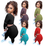 Spring Black Women's Clothing Sexy Single Shoulder Crop Top and Trousers Bodycon Outfits Sport