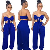 Sexy Halter Wrapped Top Wide-leg Pants Two Pieces