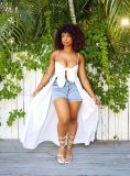 White Sexy Straps Solid Heart Throb Top