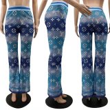 All-match Fashion Mesh Printed Wide-leg Pants