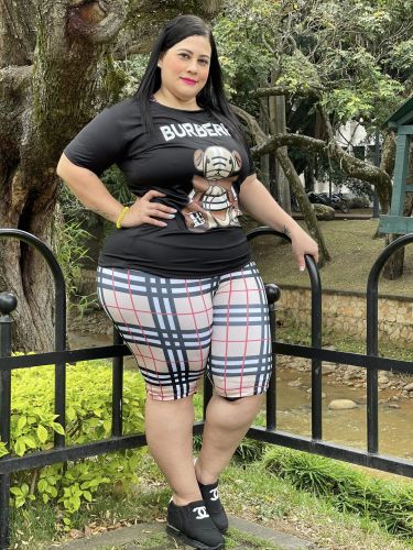 Plus Size Women's Clothing Summer Fashion Printed Short Set