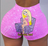 Ladies Shorts Pattern Printed Yoga Shorts