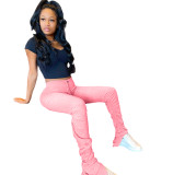 Solid Color Pleated Micro-flare Pants