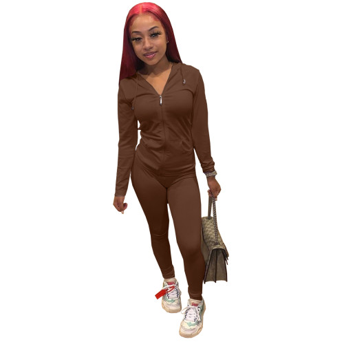 Pure Color Hooded Sportswear 2 PC