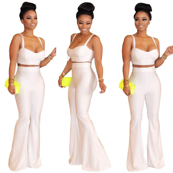 Casual Strap Wide Leg Pants Set