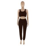 Solid Color Double-layer Sports Vest and Trousers
