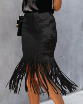 Sequins Fringe Party Long Skirt