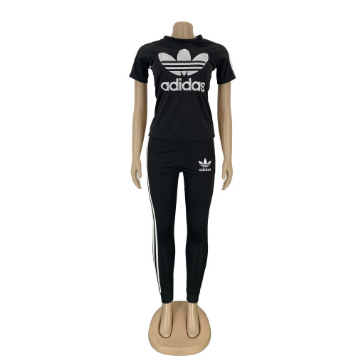 Embroidered Letters Sports Suit