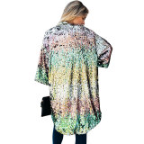 Casual Trumpet Sleeve Sequin Cardigan Jacket