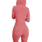 Autumn Winter Double-sided Fleece Vest Hooded Three Piece Set
