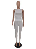Solid Sleeveless Two Piece Ipresistible Set White