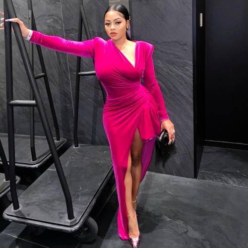 Sexy Velvet Asymmetric Dress