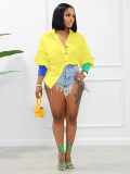 Casual Thread Stitching Colorful Button Cardigan Irregular Shirt