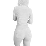 Autumn Winter Double-sided Fleece Vest Hooded Three Piece Set