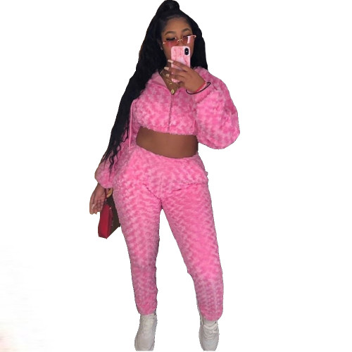 Casual Winter Plush Bra Three Piece Set