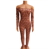 Casual Off Shoulder Stitching Stacked Jumpsuit