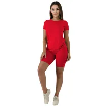 Solid Color Cotton Basic Shirt and Tight Shorts