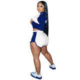 Women Clothes Fashion Casual Fall Winter Long Sleeve Sport Two Piece Shorts Set