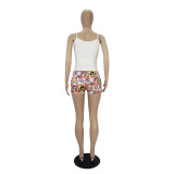 Casual Straps Graphic Print Shorts Suit Yoga Short Set