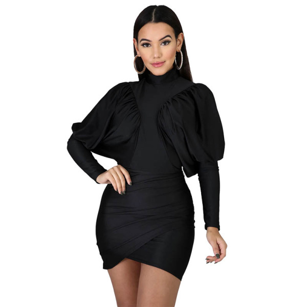 Irregular Lantern Sleeve Club Dress