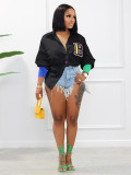Letter Embroidered Shirt Top