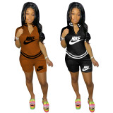 Brand Embroidery Letter 2 Pcs Short Set