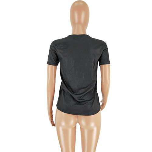 Polyester O Neck Short Sleeve Character Slim fit Solid Tees & T-shirts