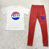 Fashion Casual Graphic Print Short Sleeve Two Piece Women Tracksuit Set
