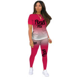 Casual Gradient Letter Sports Pant Set