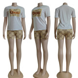 Embroidered + Printed Short Sleeve Shorts Set