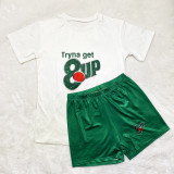 Solid Color Pattern Printed Short Sleeve Two Piece Set