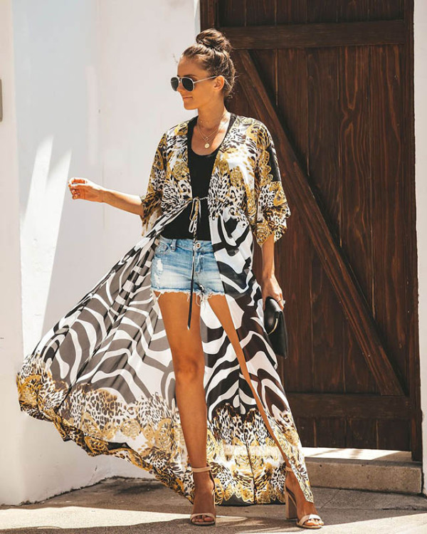 Chiffon Leopard Print Beach Cardigan