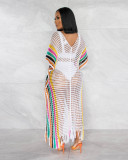 Summer Cover-Ups Crochet Knitted Tassel Color Matching Beach Dress