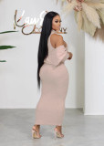 Solid Color Outer Wear Sleeveless Long Dress with Short Shawl