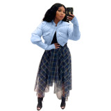 Fashion Women's Stitching Ribbed Casual Stand Collar Crop Padded Jacket