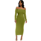 Casual Pit Knitted Off The Shoulder Elegant Dress