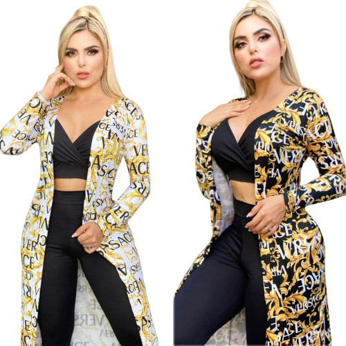 Women's Rich Casual Printed Long Cardigan Swing Dress