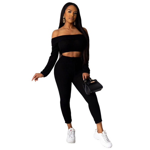 Pit Off Shoulder Crop Top and Trousers